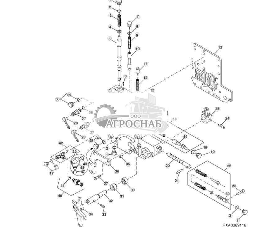 Transmission Control Valve Housing And Valves (WO PTO) (12-Speed Syncro24-Speed PowrSync™) 